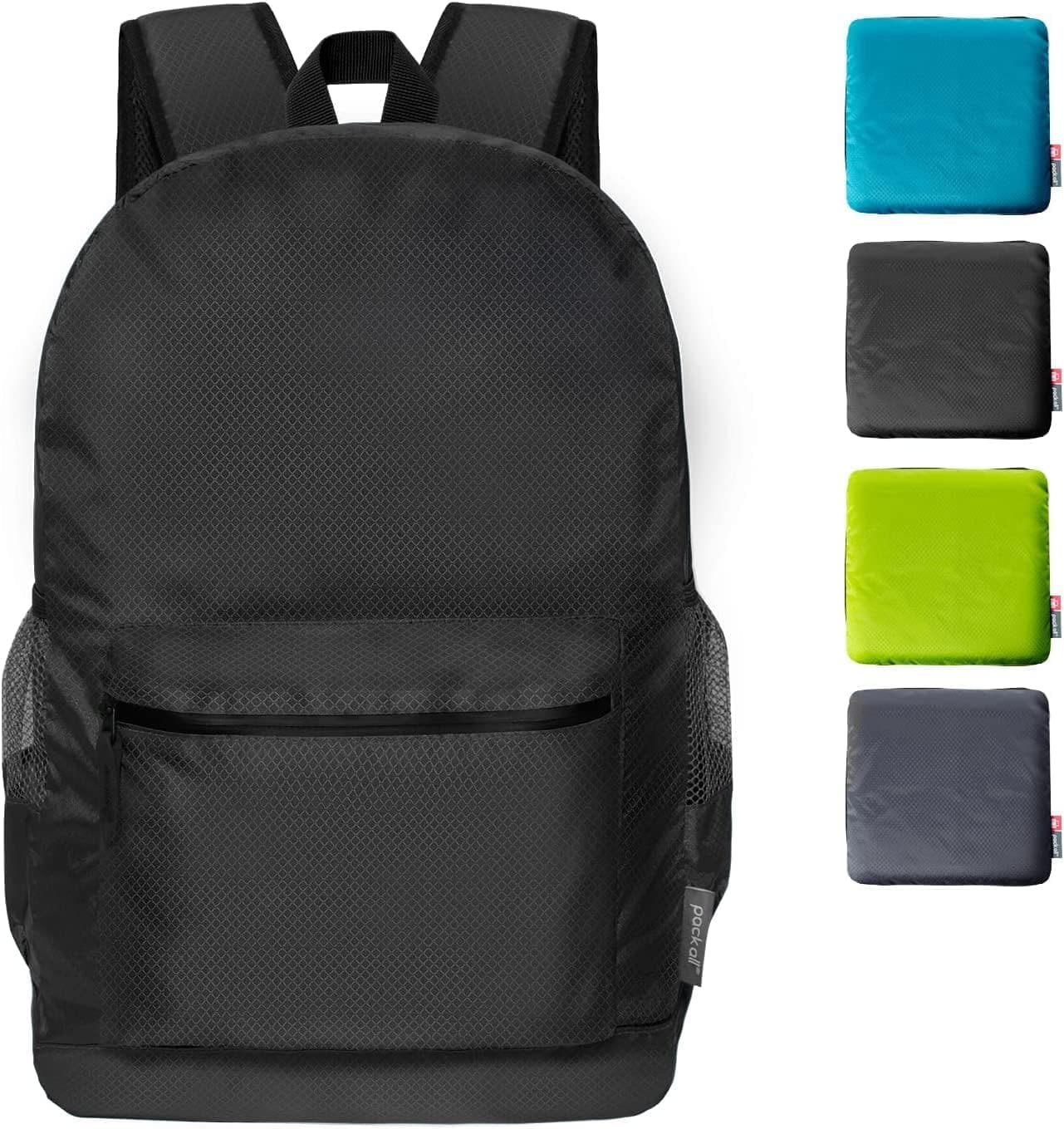 pack all 20L Lightweight Packable Backpack, Water Resistant Foldable Travel Hiking Daypack (Black)