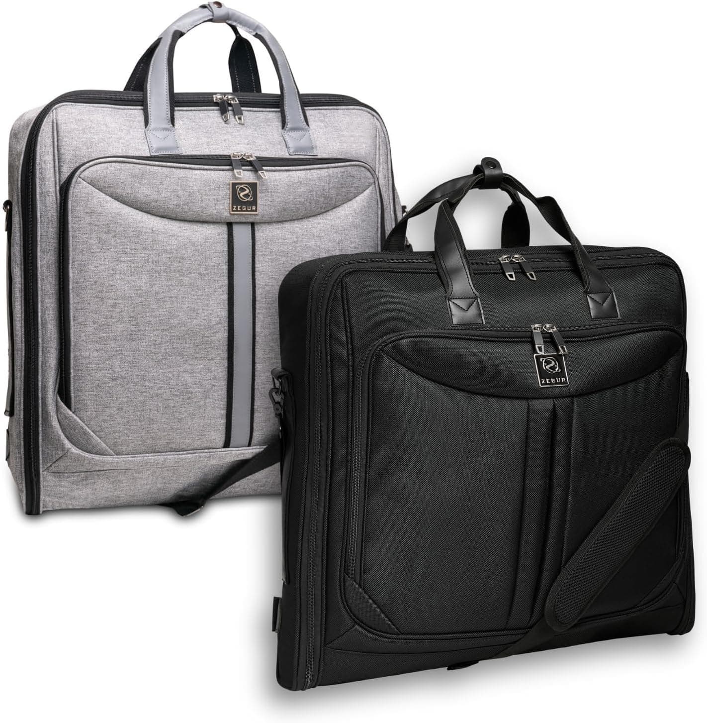 ZEGUR Suit Carry On Garment Bag Bundle with Gray and Black Bag for Travel & Business Trips with